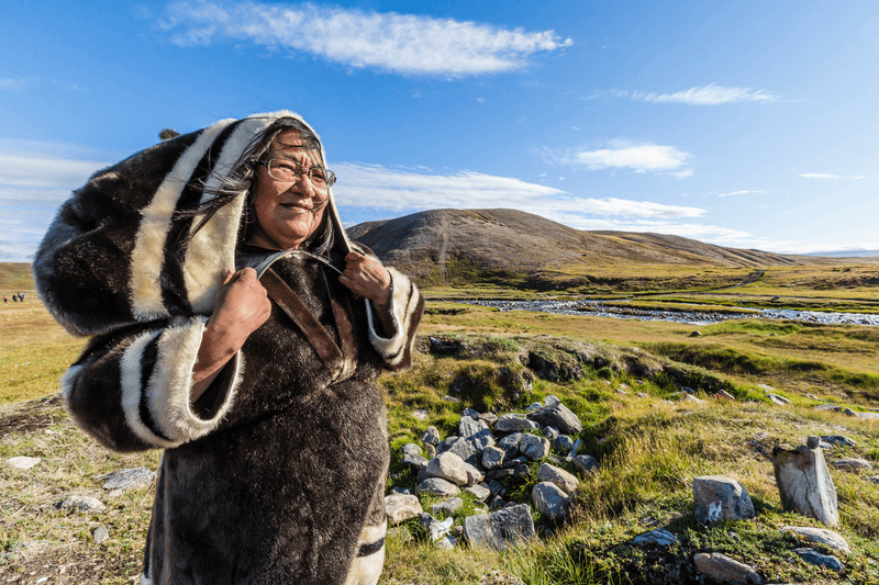 Inuk guide at Thule site just outside Pond Inlet, Mittimatalik, Nunavut, Canada