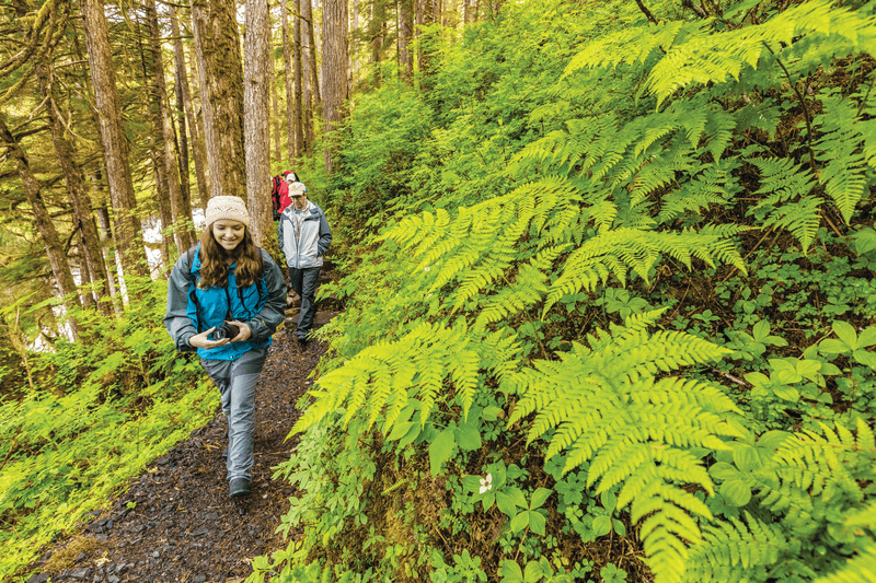 Guests hiking in Alaska, United States