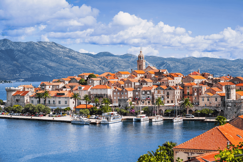 View of Korcula old town, Korcula island, Croatia