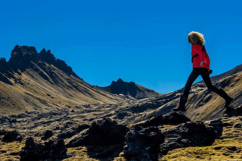 Hiking the volcanic landscape, Jan Mayen, North Atlantic, Arctic, Norway