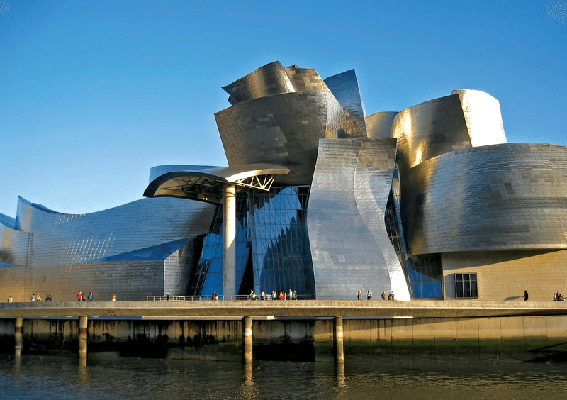 Outside view of the Guggenheim Museum Bilbao in Spain