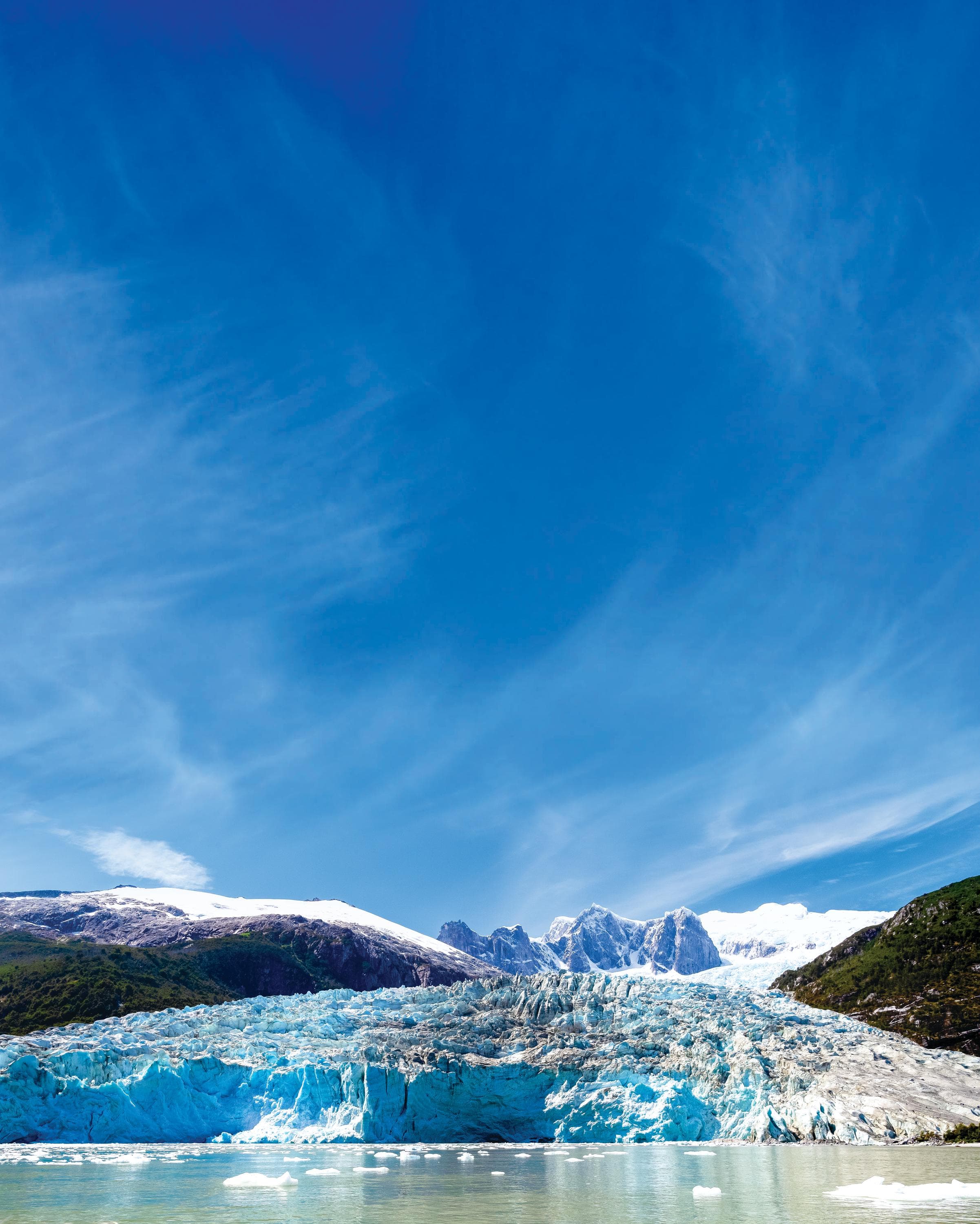 The Pia Glacier lies in a fjord along the Chilean Patagonia coast, Ainsworth Bay, Tierra del Fuego, Patagonia, Chile