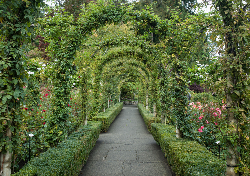 Flower gate in Butchart Garden, Victoria, British Columbia, Canada
