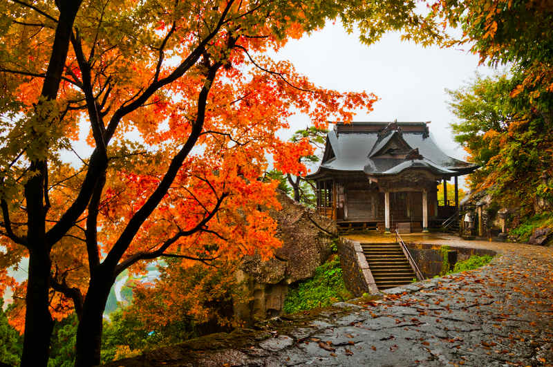Yamadera Temple during Autumn in Yamagata, Japan