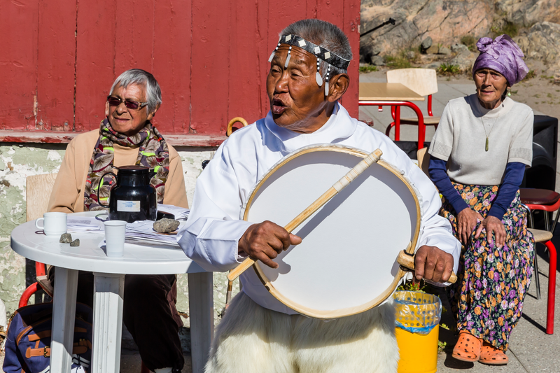 Inuit dancer performing in Sisimiut, Holsteinsborg, western Greenland. 