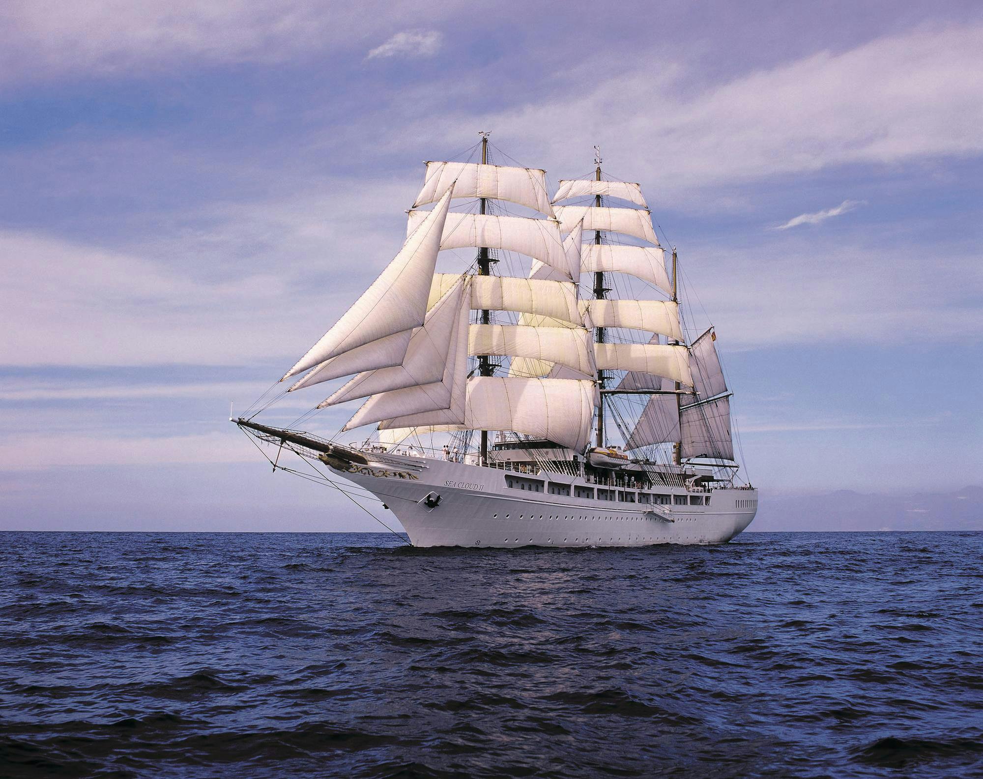 The ship Sea Cloud II at full sail