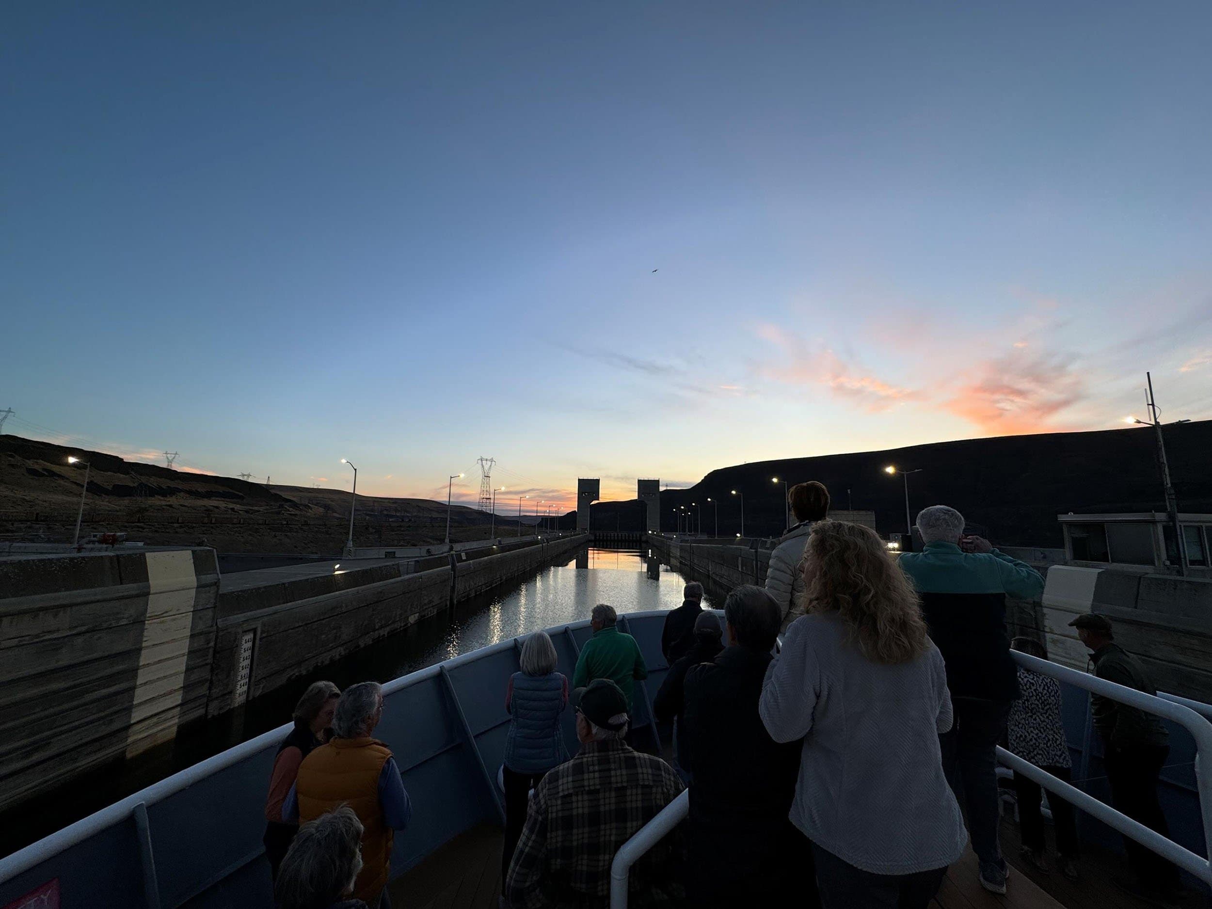 dam locks seen from the deck of a ship
