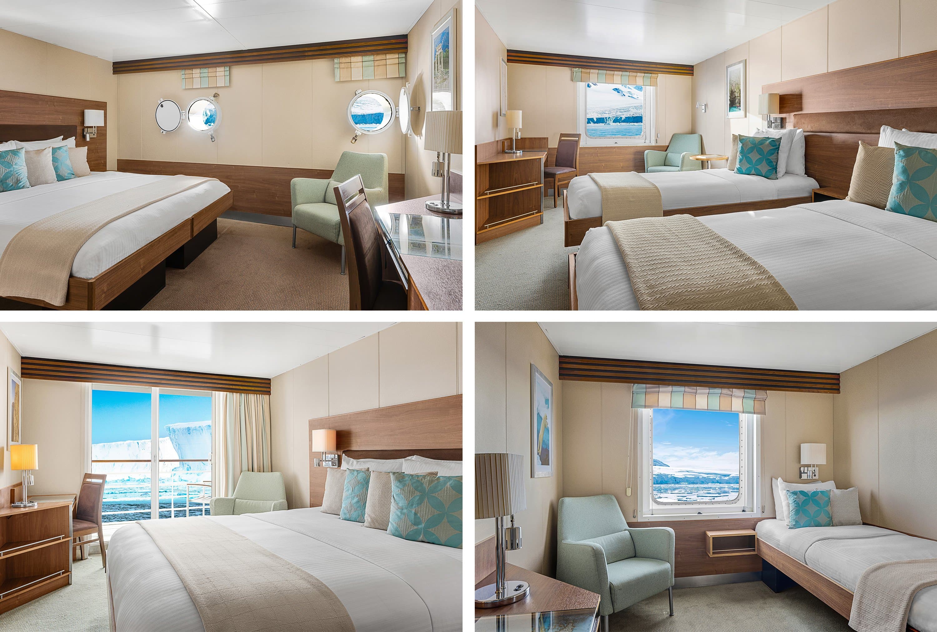 Category 5, 3, 1 and solo cabins on the ship National Geographic Explorer.