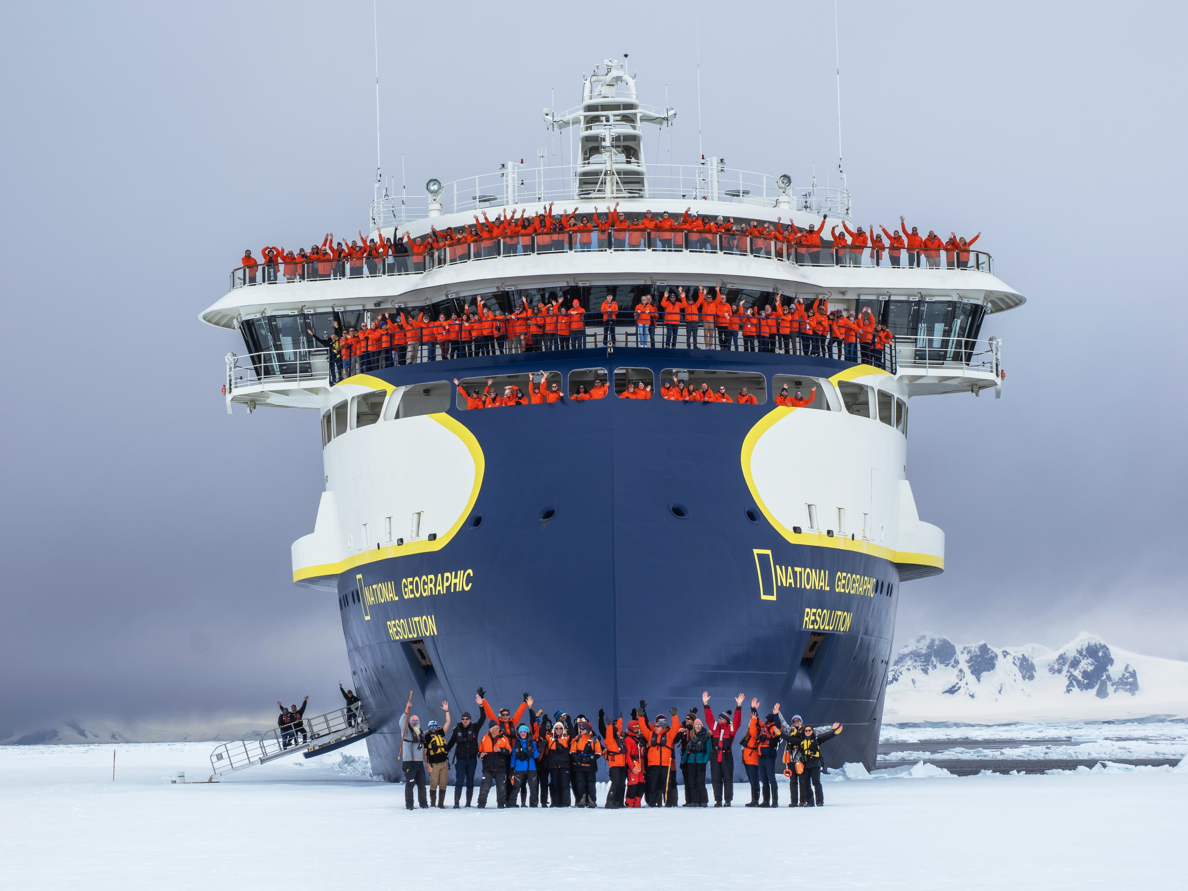 Antarctica Isacke Passage - Ship NG Resolution Exterior Expedition Group shot RR1010322
