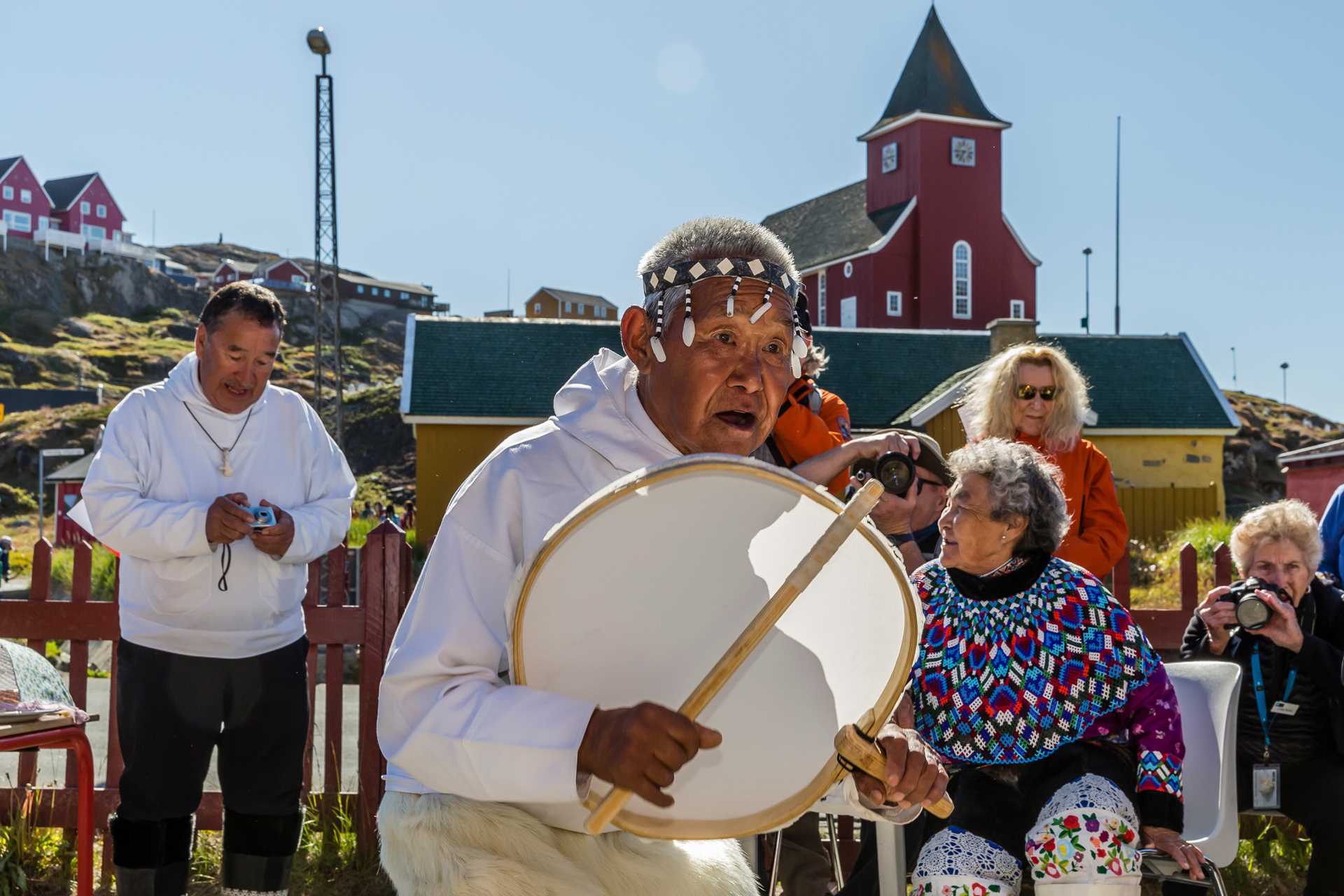 An Inuit dancer performs in Sisimiut, Greenland