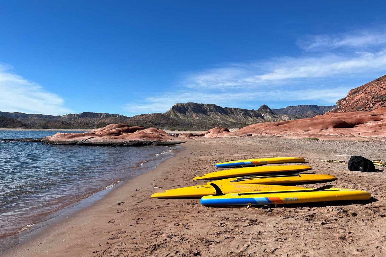 kayaks on the beach