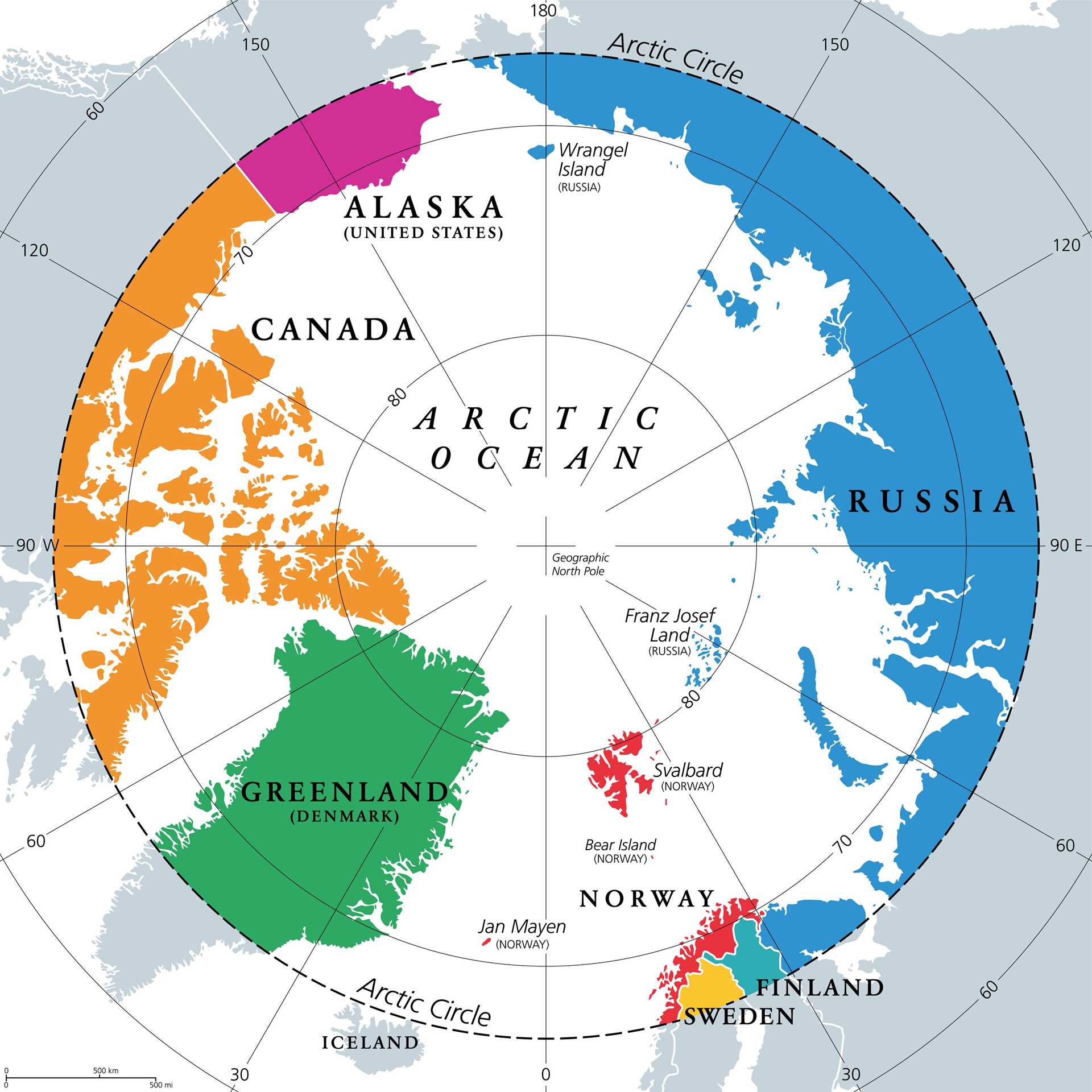 Map of the Arctic Circle