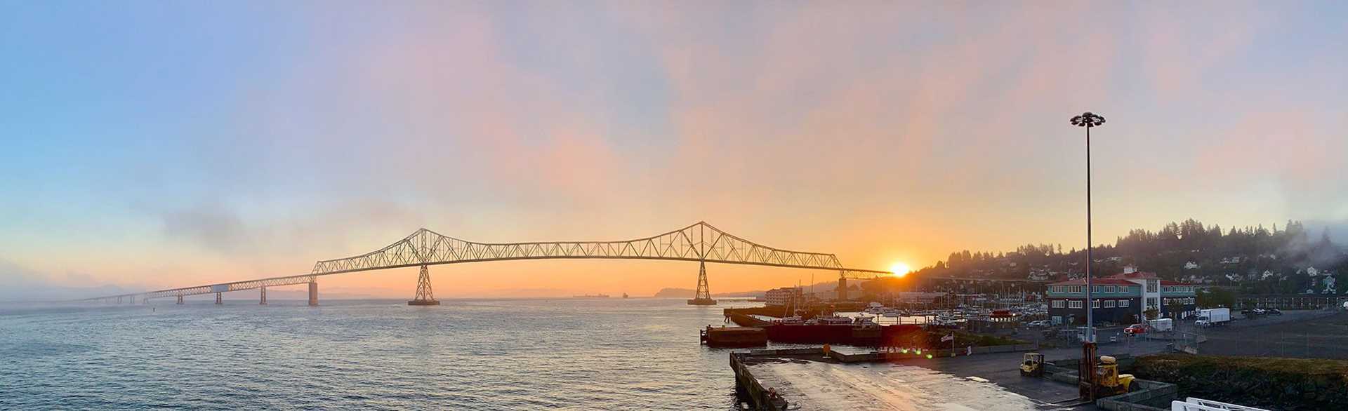 astoria-megler bridge at sunrise