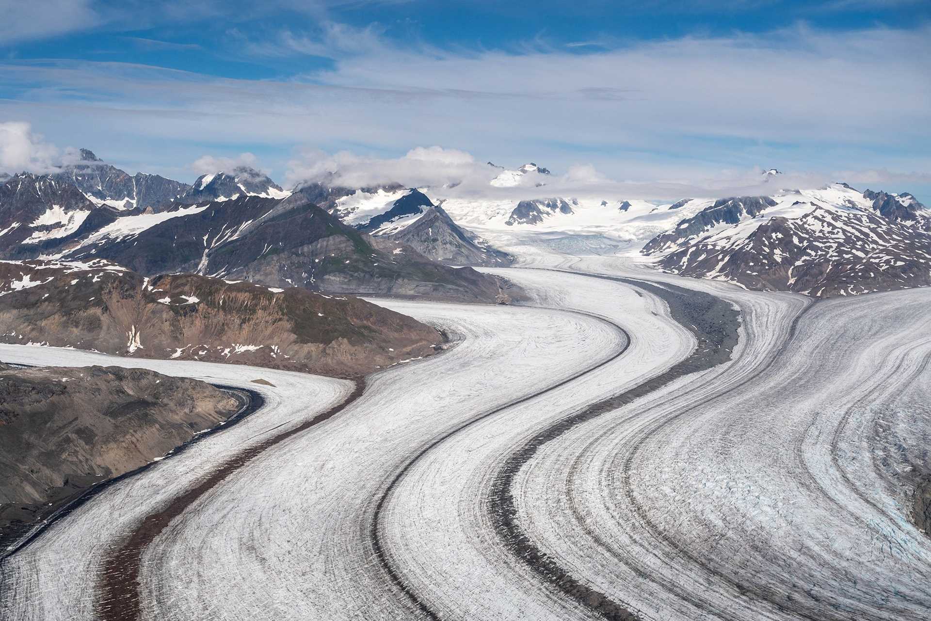 aerial view of glaciers