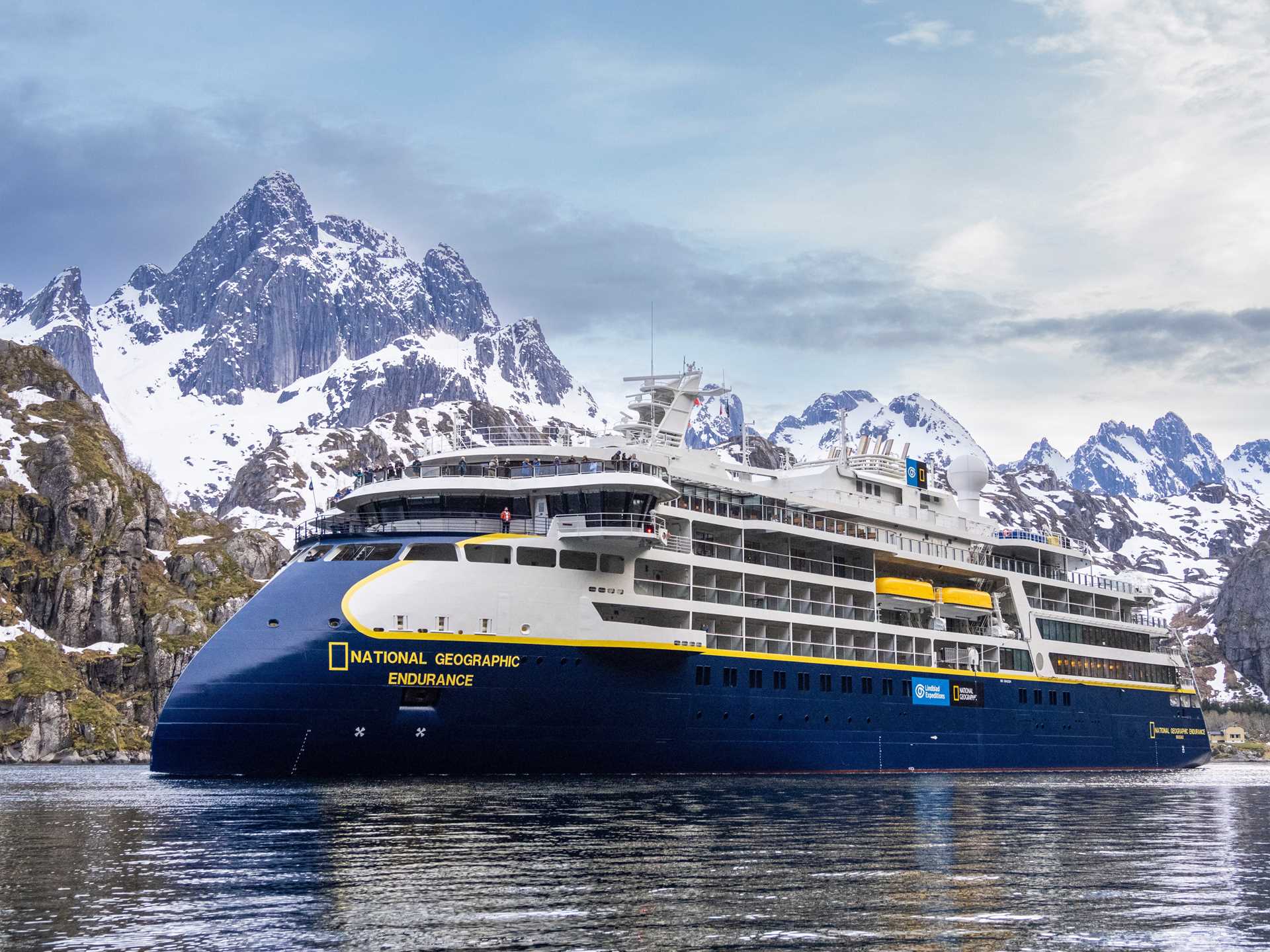 National Geographic Endurance parked in Trollfjord, Norway